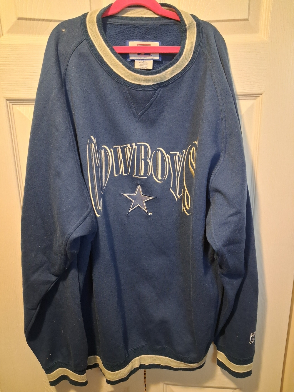 LOGO 7 Blue Cowboys Crewneck with Cream Trim